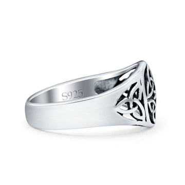 Celtic Oxidized Band Solid 925 Sterling Silver Thumb Ring (10mm)